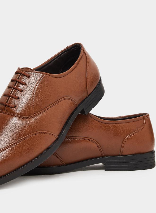 Styli Men Brown Leather Oxford Shoes - Image 3